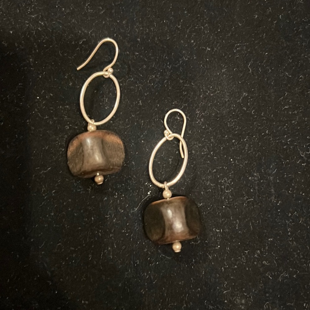 Silpada Ebony Wood Sterling Silver Earrings
